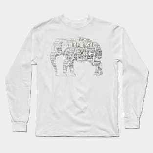 Standing Elephant Word Cloud Art Long Sleeve T-Shirt